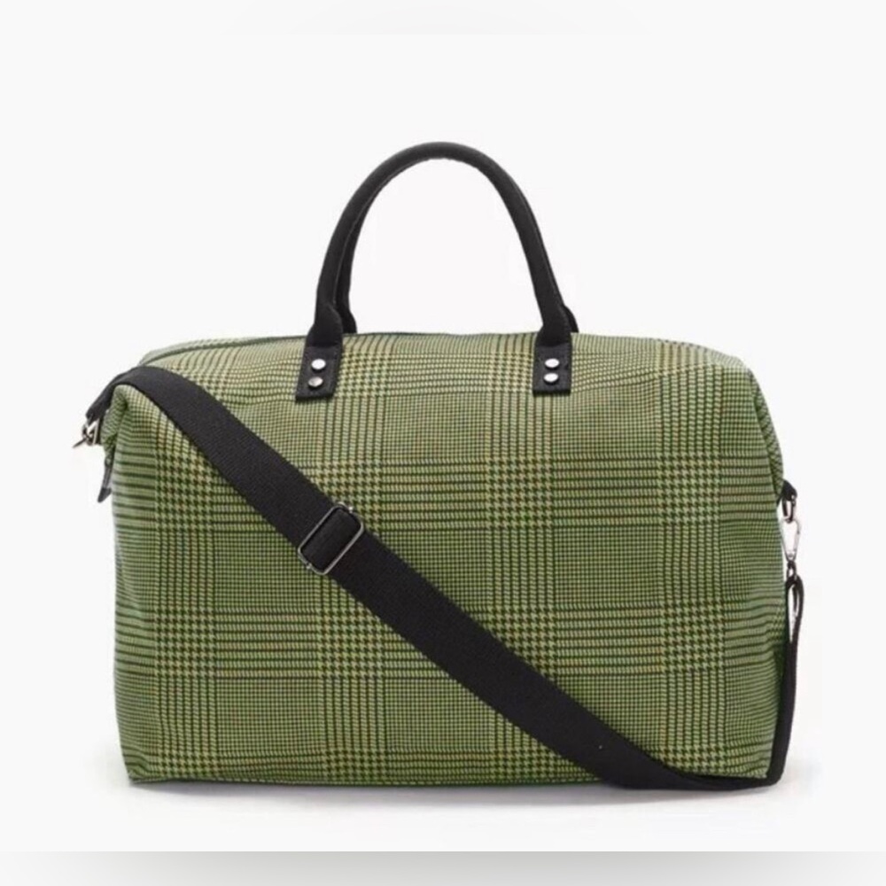 Lulu Dharma Yellow Plaid Frazier Weekender Duffle Bag NWT
